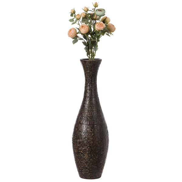 Uniquewise Modern Decorative Brown Textured Design Floor Flower Vase, for Living, Entryway or Dining, 31 inch - QI004194