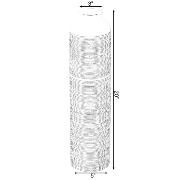 Uniquewise Modern Ribbed Trumpet Style Designed Table Vase for Entryway Dining or Living Room, Ceramic White - QI004039