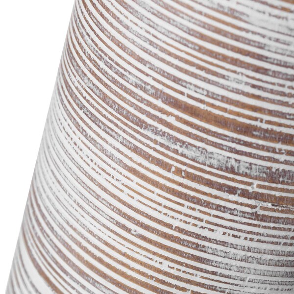 Uniquewise Modern Ribbed Trumpet Style Designed Table Vase for Entryway Dining or Living Room, Ceramic White - QI004039