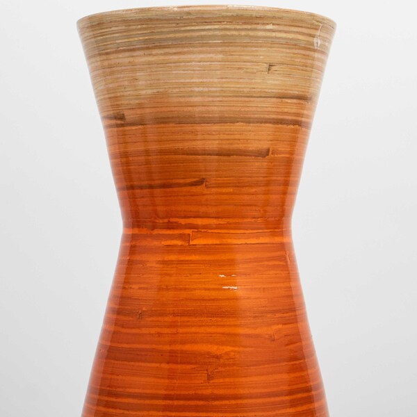 Uniquewise 31.5" Classic Bamboo Floor Vase Handmade, For Dining, Living, Entryway, Glossy Orange - QI003242.L.OR
