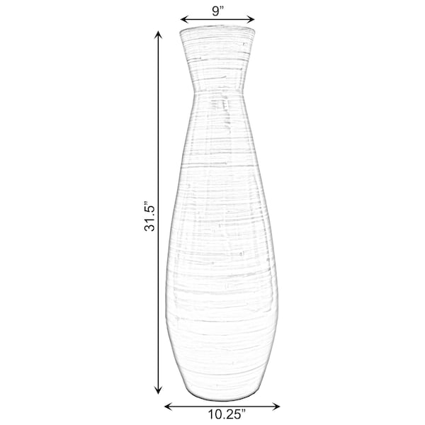 Uniquewise 31.5" Classic Bamboo Floor Vase Handmade, For Dining, Living, Entryway, Glossy Orange - QI003242.L.OR