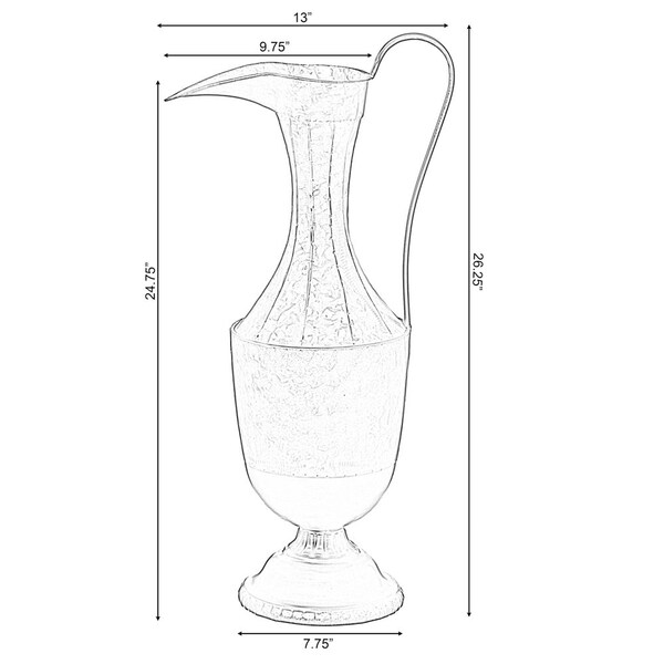 Uniquewise Set of 2 Antique Style 1 Handle Metal Jug Floor Vase - Vintage Inspired Rustic Design for - QI004441.2