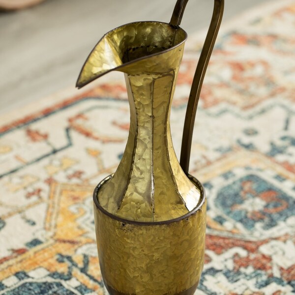 Uniquewise Set of 2 Antique Style 1 Handle Metal Jug Floor Vase - Vintage Inspired Rustic Design for - QI004441.2