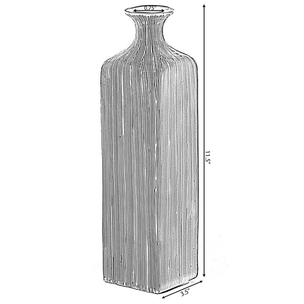 Uniquewise Contemporary Decorative Square Table Flower Vase with Gray Striped Design, 11.5 Inch - QI004176.L