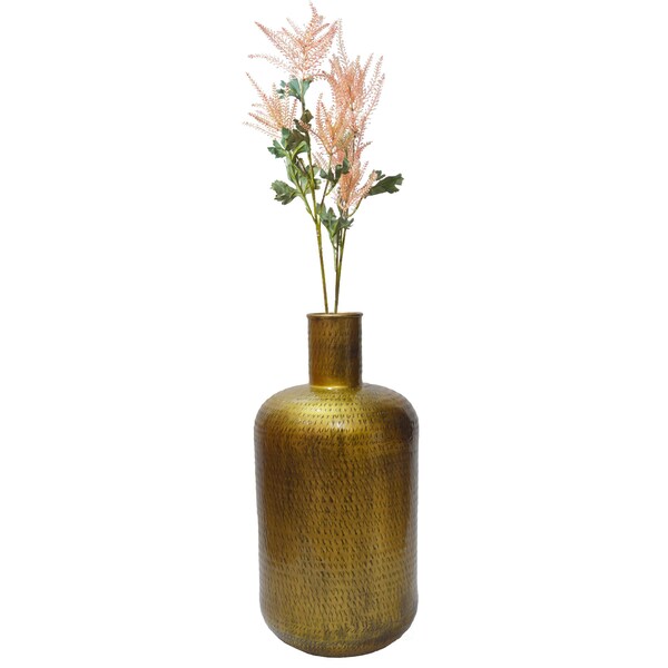 Uniquewise Antique Gold Metal Floor Flower Bottle Shape Vase for Entryway, Living Room or Dining Room - QI004248