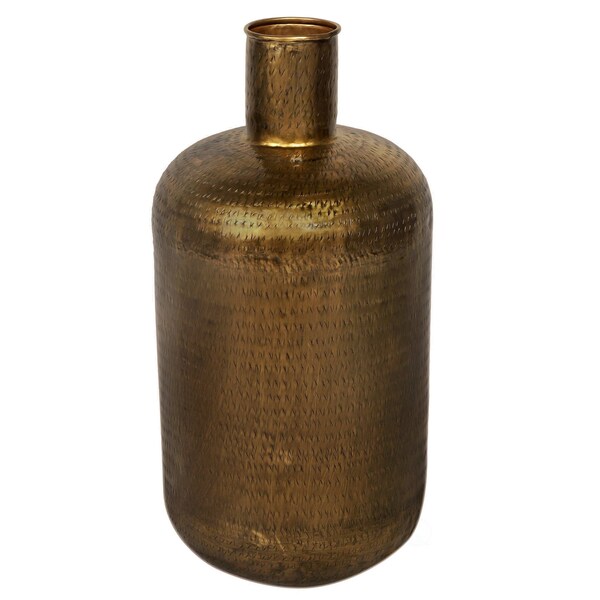 Uniquewise Antique Gold Metal Floor Flower Bottle Shape Vase for Entryway, Living Room or Dining Room - QI004248