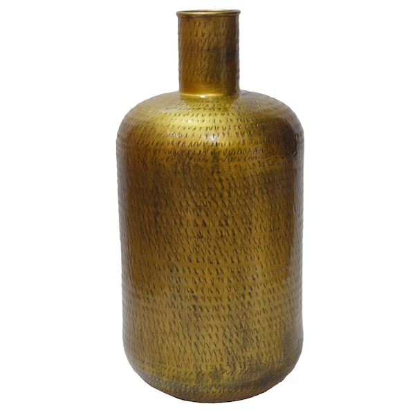 Uniquewise Antique Gold Metal Floor Flower Bottle Shape Vase for Entryway, Living Room or Dining Room - QI004248