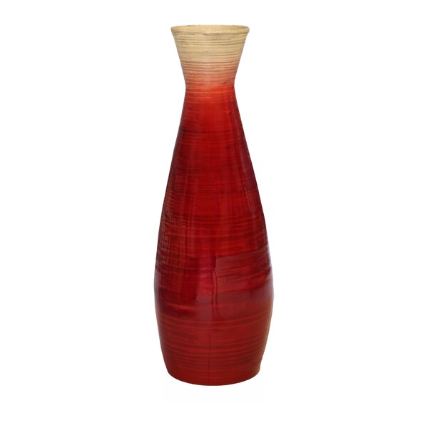 Uniquewise 28in Classic Bamboo Floor Vase Handmade, Decorative Glossy Red Vase for Dining Room, Living - QI003242.M.RD