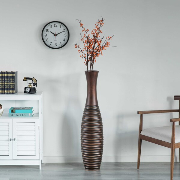 Uniquewise Decorative Conemporary Tall Trumpet Shape Floor Vase, Brown 41 Inch - QI004191.L