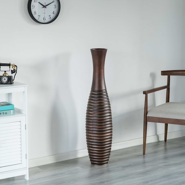 Uniquewise Decorative Conemporary Tall Trumpet Shape Floor Vase, Brown 41 Inch - QI004191.L