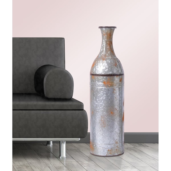 Vintiquewise 43 Rustic Farmhouse Style Galvanized Metal Floor Vase Decoration, Large - QI003484.L