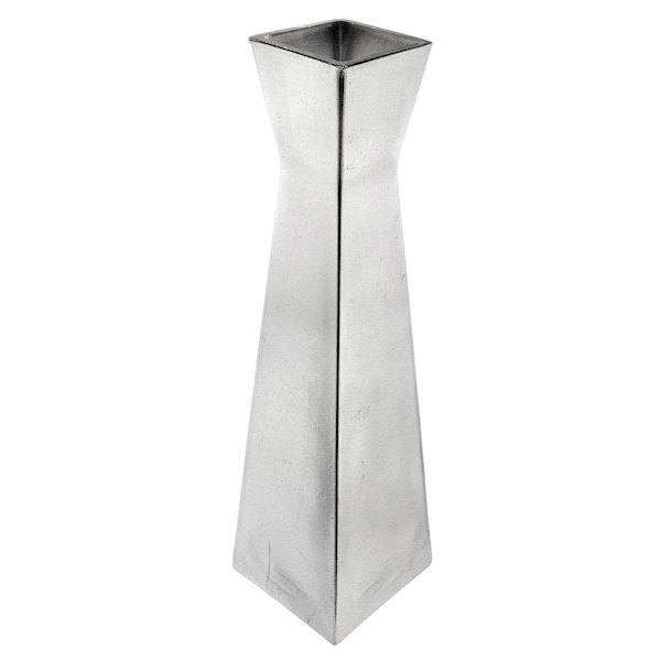 Pisos 12 in. Gilt Glass Square Vase; Silver - PI3171205