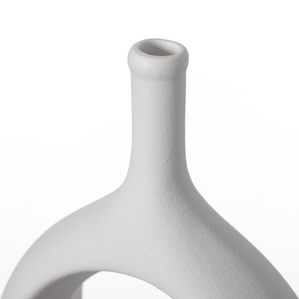 Uniquewise Contemporary White Ceramic Unique Shaped Flower Table Vase Centerpiece, 9 Inch - QI004363.S.WT