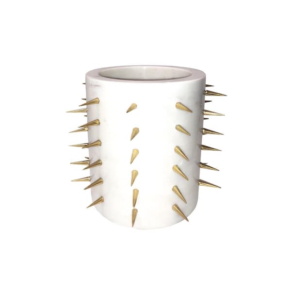 Muebles Pantalet Gold Spike Vase, White - MU3179835