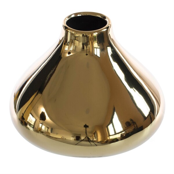 Fabulaxe 6.5 W x 4.75 H Decorative Ceramic Modern Centerpiece Table Flower Vase, Gold - QI004056.S