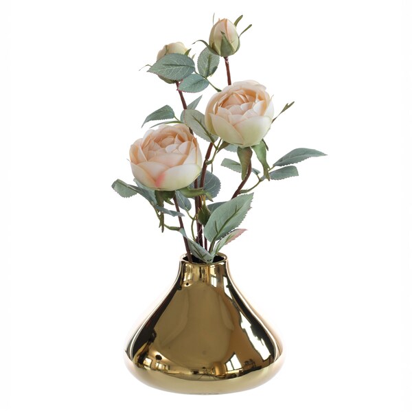 Fabulaxe 6.5 W x 4.75 H Decorative Ceramic Modern Centerpiece Table Flower Vase, Gold - QI004056.S