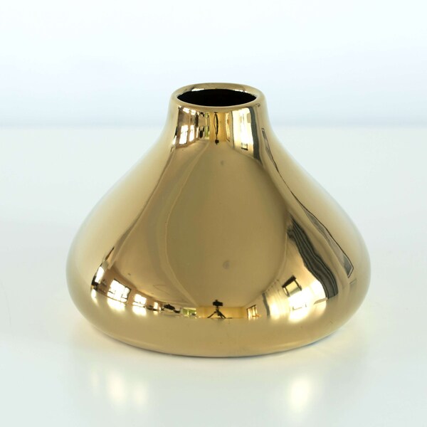 Fabulaxe 6.5 W x 4.75 H Decorative Ceramic Modern Centerpiece Table Flower Vase, Gold - QI004056.S