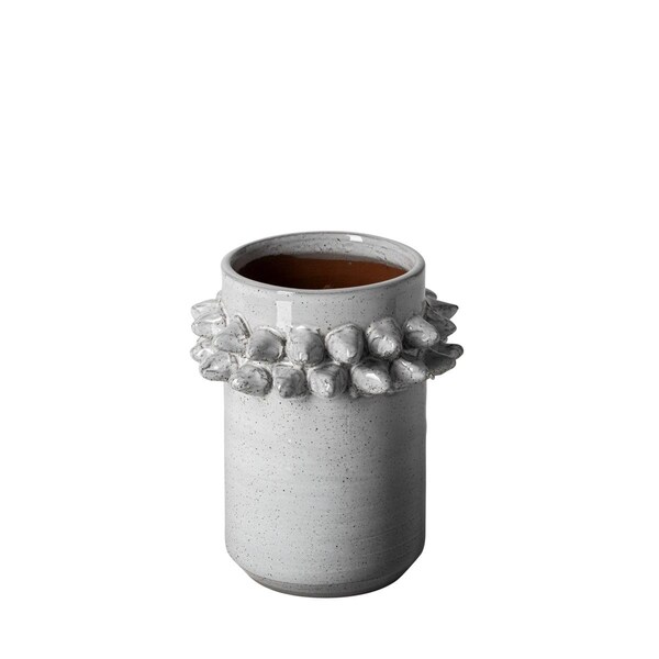 Palacedesigns 7 in. Organic Style Whitewash Spikely Ceramic Vase - PA3091408