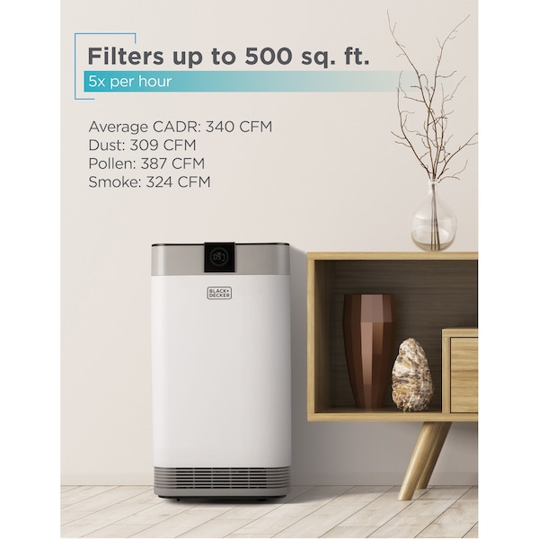 Black & Decker Air Purifier for Home Large Room with UV Light - BAPUV350
