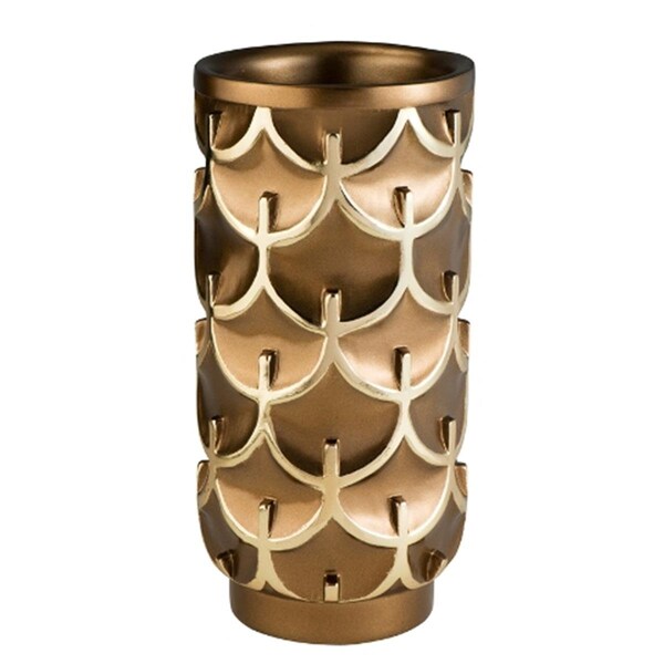Ore International 7 in. W x 14.25 in. Mystic Owl Vase Decor, Gold - K-4273-V2