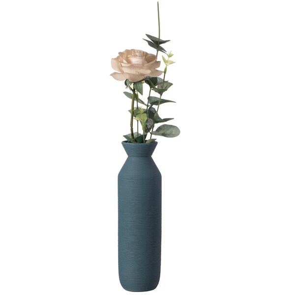 Uniquewise 9" H Decorative Ceramic Cylinder Vase, Modern Style Centerpiece Table Vase, Blue - QI004348.BL