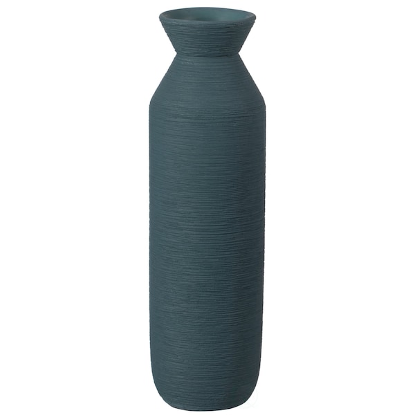 Uniquewise 9" H Decorative Ceramic Cylinder Vase, Modern Style Centerpiece Table Vase, Blue - QI004348.BL