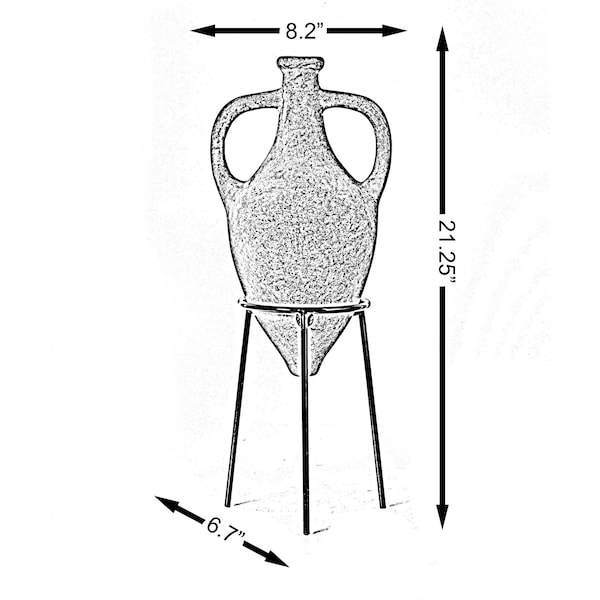 Uniquewise Antique Roman Style Pointed Amphora Vase on Metal Tripod Stand - QI003919