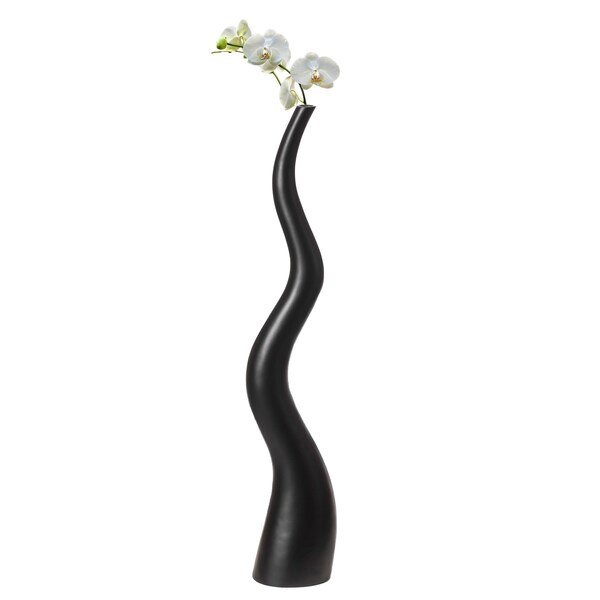 Uniquewise Small Animal Horn Shape Floor Vase for Entryway Dining or Living Room, Ceramic Black 39.5 in. - QI004040.S
