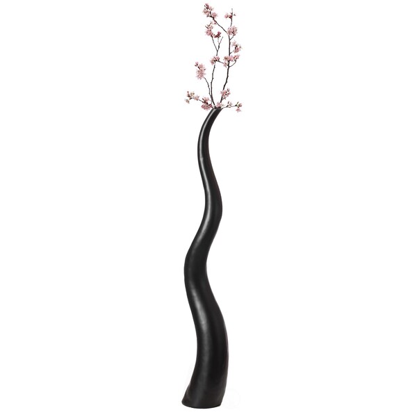 Uniquewise Animal Horn Shape Floor Vase for Entryway Dining or Living Room, Ceramic Black 51 in. - QI004040.M