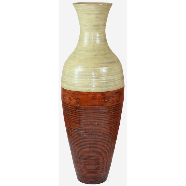 Uniquewise 43 in. Tall Bamboo Floor Vase, Red and Natural - QI003244