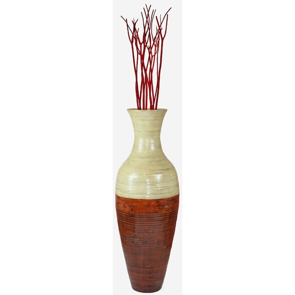 Uniquewise 43 in. Tall Bamboo Floor Vase, Red and Natural - QI003244