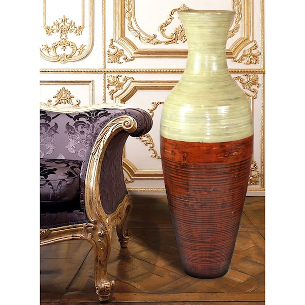 Uniquewise 43 in. Tall Bamboo Floor Vase, Red and Natural - QI003244