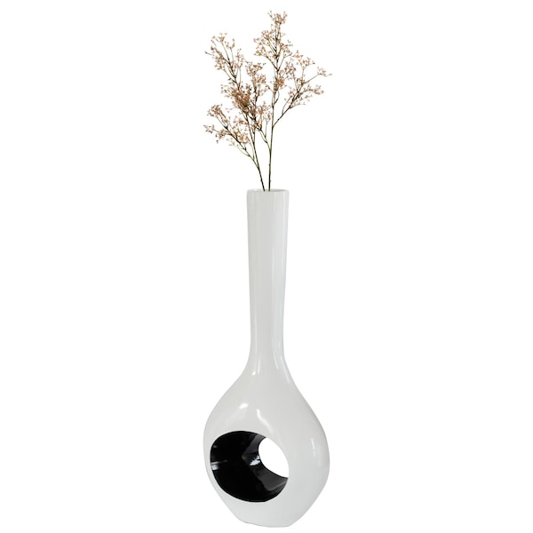 Uniquewise Tall Floor Vase, White Vase with Hole Inside Black 45 Inch Vase, Tall Vase for Home Dcor, Interior Decoration, Modern Floor Vase, Tall Vases for Floor - QI004003