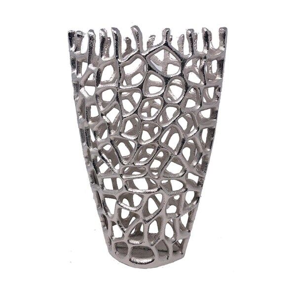 Palacedesigns 9 x 9 x 16 in. Silver Aluminum Branch Twig Large Table Vase - PA2627472