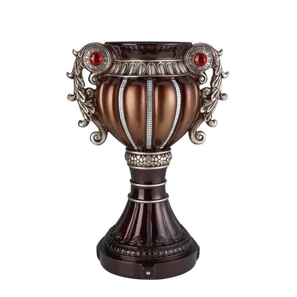 Ore Furniture Ore Furniture K-4296V 17.5 in. Delicata Urn Decor Vase - Reddish Bronze with Silver Accents & Trimmings - K-4296V