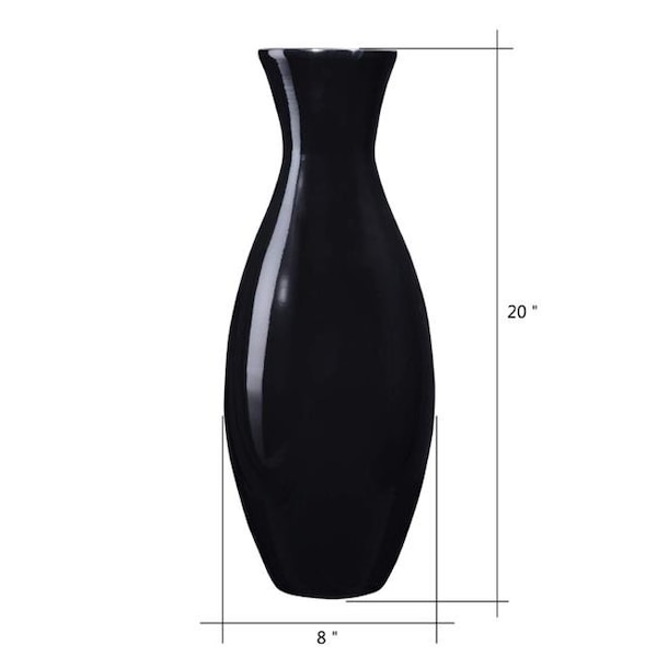 Villacera Villacera 83-DEC7052 Handcrafted 20 in. Tall Black Bamboo Decorative Classic Floor Vase for Silk Plants - 83-DEC7052