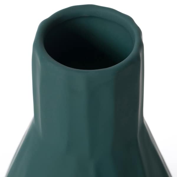 Fabulaxe 10 H Decorative Ceramic Sculpture Channeled Centerpiece Table Vase, Dark Teal Blue Green - QI004055.DGN