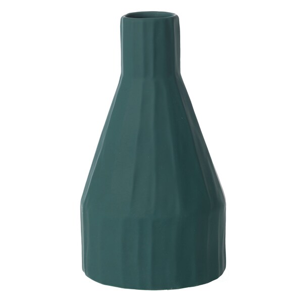 Fabulaxe 10 H Decorative Ceramic Sculpture Channeled Centerpiece Table Vase, Dark Teal Blue Green - QI004055.DGN