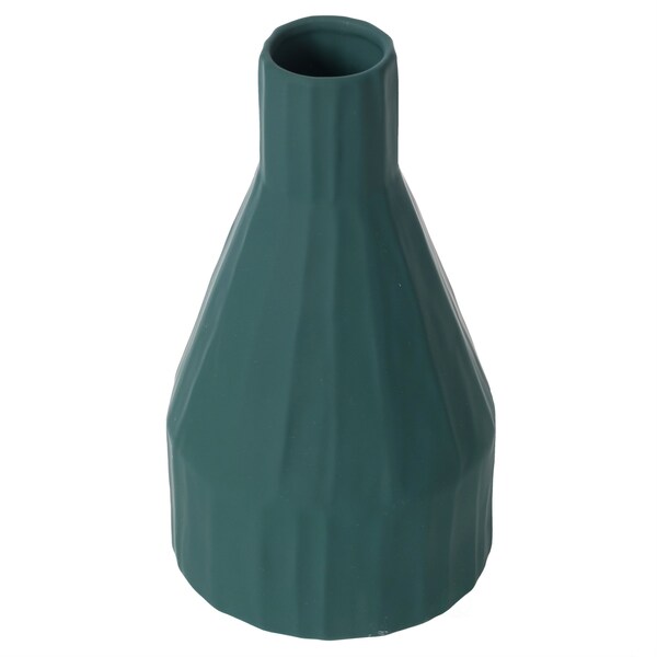Fabulaxe 10 H Decorative Ceramic Sculpture Channeled Centerpiece Table Vase, Dark Teal Blue Green - QI004055.DGN
