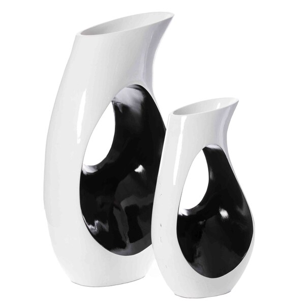 Uniquewise Modern floor vase, White Unique Trumpet Floor Vase, Home Interior Decoration, Modern Floor Vase, Tall Floor Vases for Entryway and Living Room And Office 33.75" Tall - QI004002.L