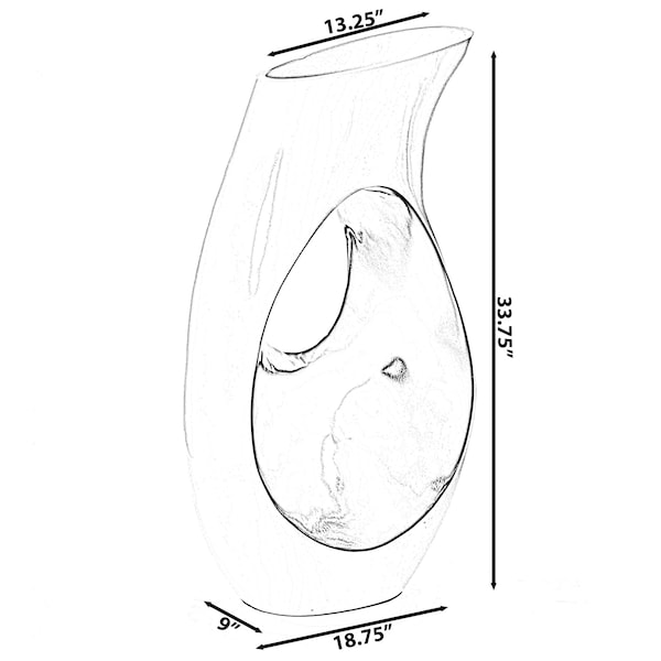 Uniquewise Modern floor vase, White Unique Trumpet Floor Vase, Home Interior Decoration, Modern Floor Vase, Tall Floor Vases for Entryway and Living Room And Office 33.75" Tall - QI004002.L