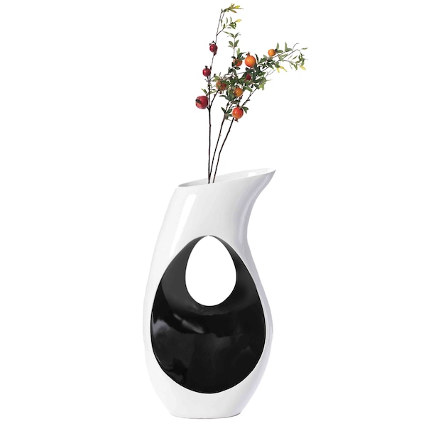 Uniquewise Modern floor vase, White Unique Trumpet Floor Vase, Home Interior Decoration, Modern Floor Vase, Tall Floor Vases for Entryway and Living Room And Office 33.75" Tall - QI004002.L