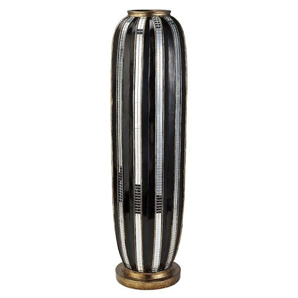 Ore Furniture Ore Furniture K-4246-V3 21 in. Black And Gold Metalic Tiles Decorative Vase - K-4246-V3