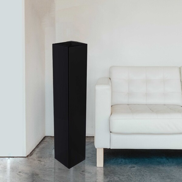 Uniquewise Tall Rectangular Wooden Modern Floor Vase, Black, PK 2 - QI004183.2