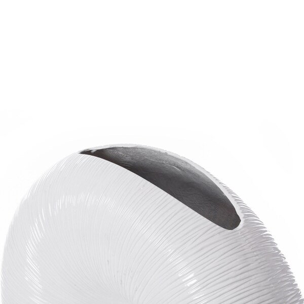 Uniquewise White Modern Round Flat Doughnut Hole Vase - QI004001.WT