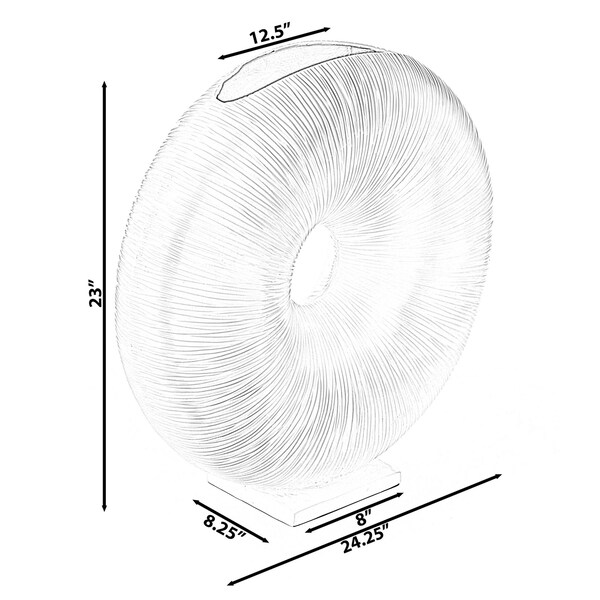 Uniquewise White Modern Round Flat Doughnut Hole Vase - QI004001.WT