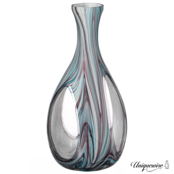 Uniquewise 16-Inch Multitone Glass Table Vase in Blue Hue - Minimalist, Decorative Boho Vase with Rustic - QI004736