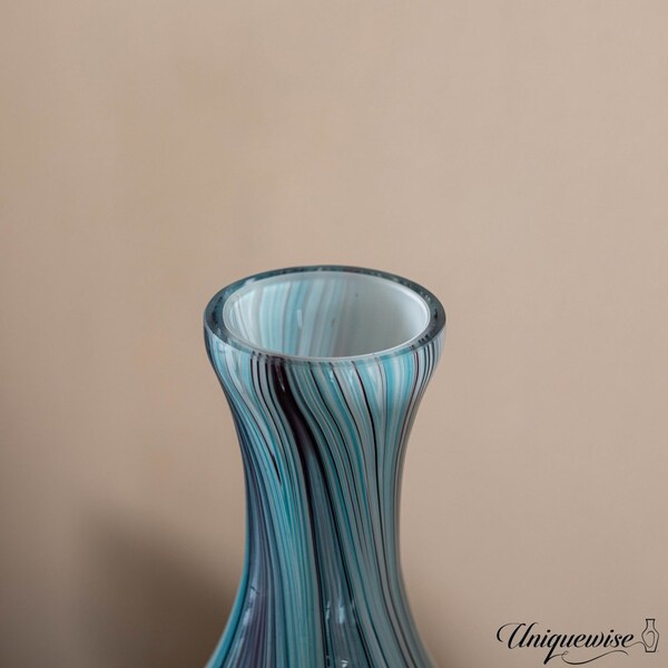 Uniquewise 16-Inch Multitone Glass Table Vase in Blue Hue - Minimalist, Decorative Boho Vase with Rustic - QI004736