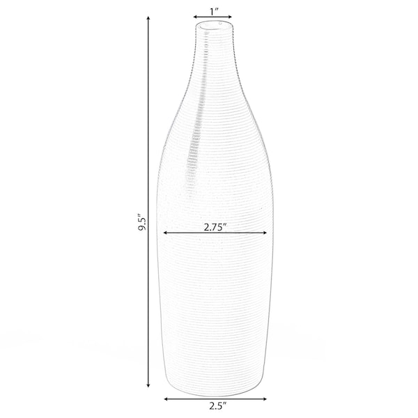 Uniquewise 9.5 Inch Modern Decorative Ceramic Table Vase Ripped Design Bottle Shape Flower Holder, White - QI004356.WT