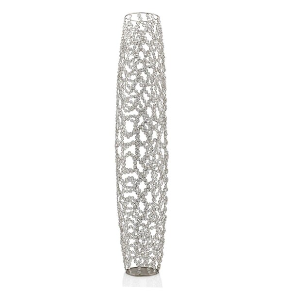Palacedesigns 47 in. Bling Faux Crystal Abstract Twigs Barrel Floor Vase, Silver & Clear - PA3102146